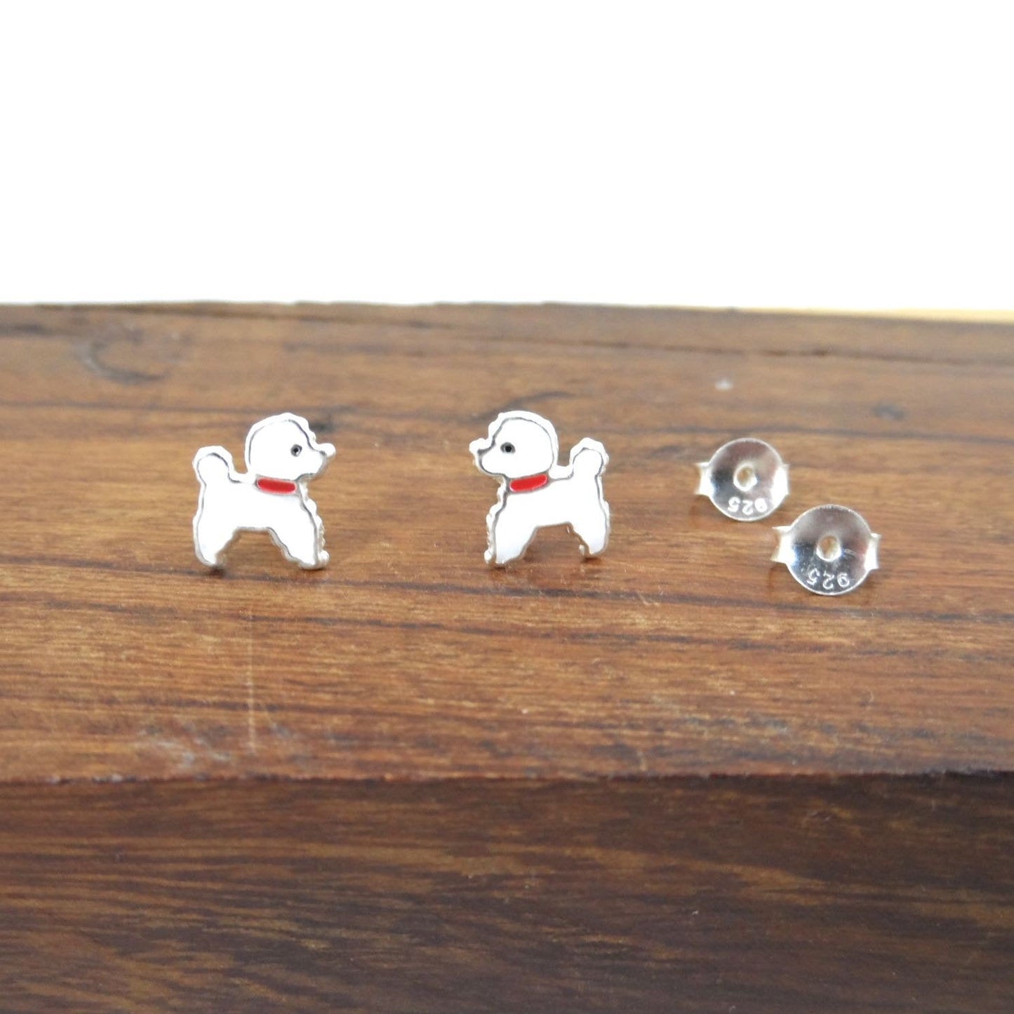 Poodle Dog Earrings in Sterling Silver