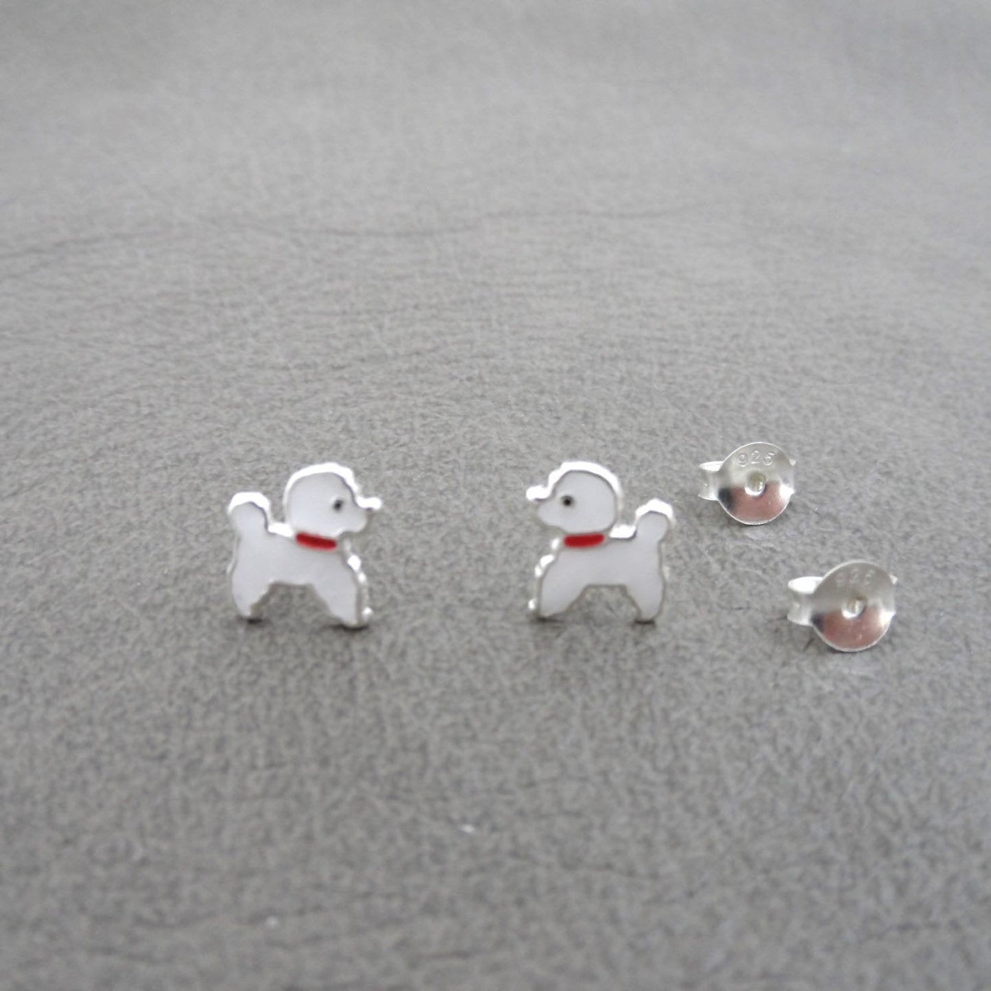 Poodle Dog Earrings in Sterling Silver