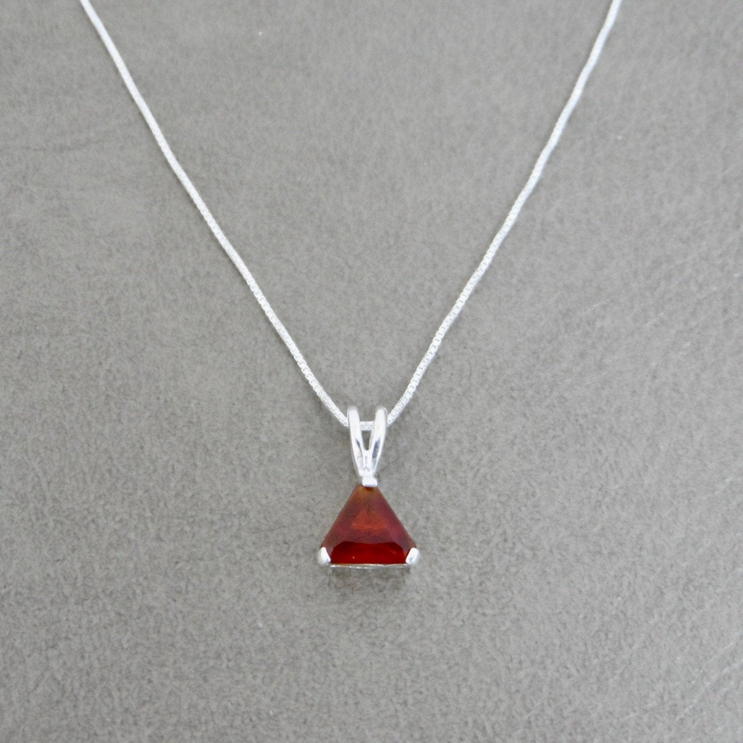 Garnet Triangle Necklace in Sterling Silver