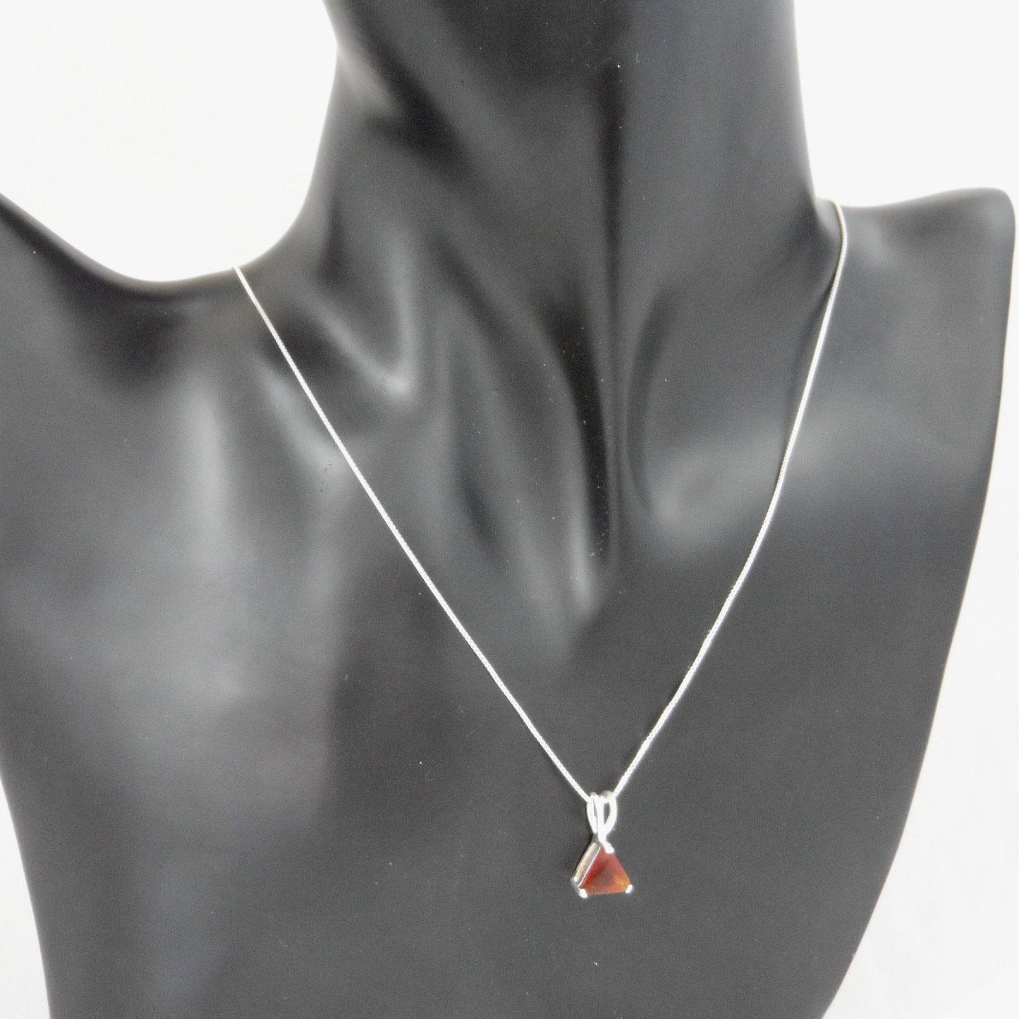 Garnet Triangle Necklace in Sterling Silver