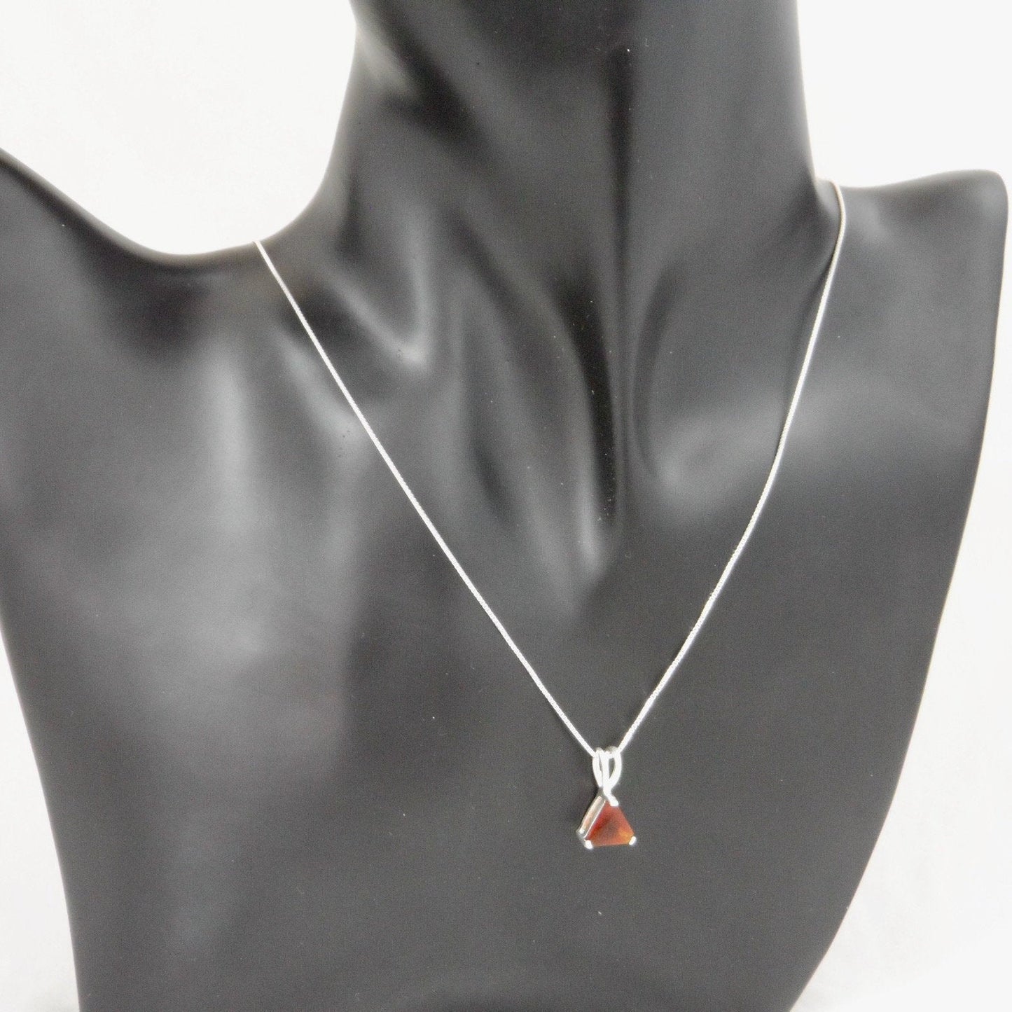 Garnet Triangle Necklace in Sterling Silver