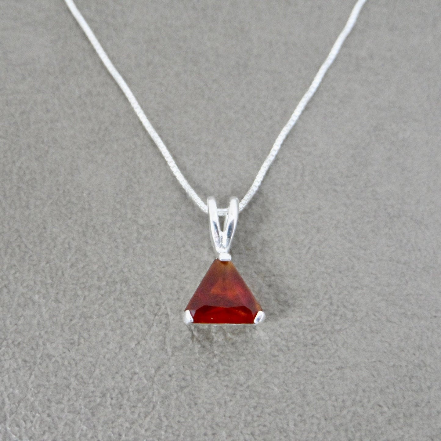 Garnet Triangle Necklace in Sterling Silver