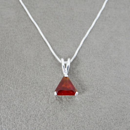 Garnet Triangle Necklace in Sterling Silver