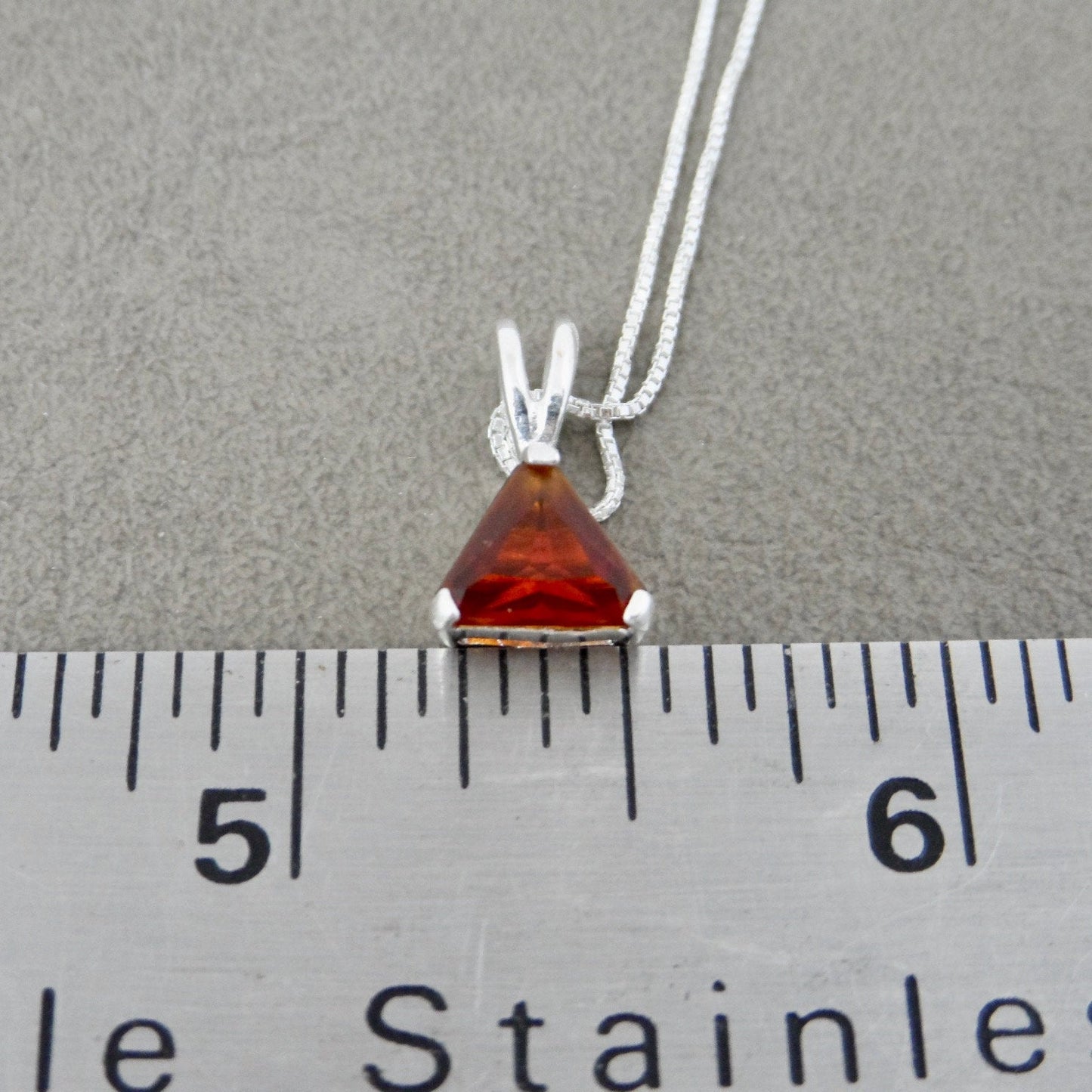 Garnet Triangle Necklace in Sterling Silver