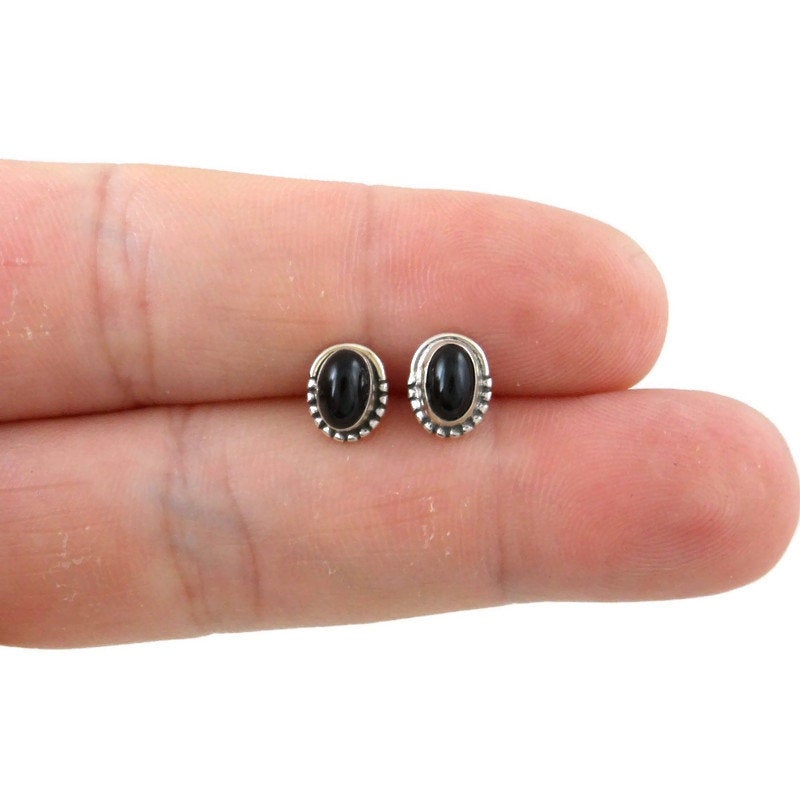 Onyx Oval Earrings in Sterling Silver