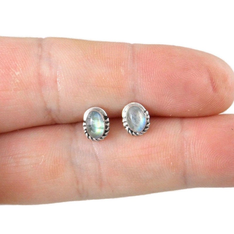 Moonstone Oval Earrings in Sterling Silver