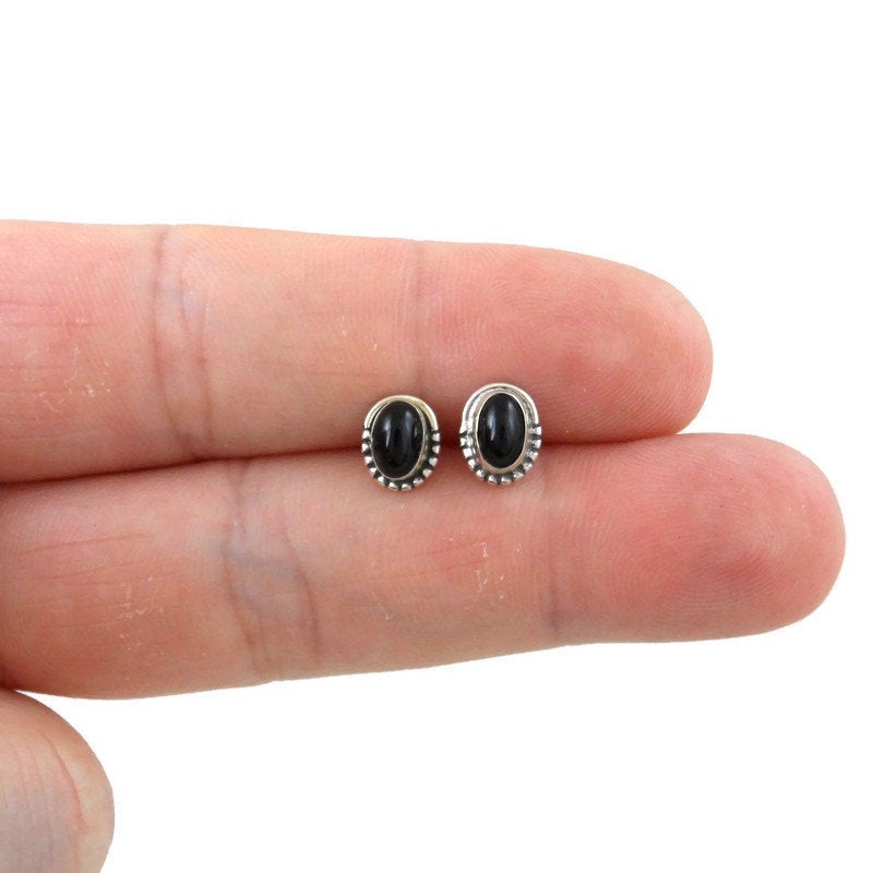 Onyx Oval Earrings in Sterling Silver