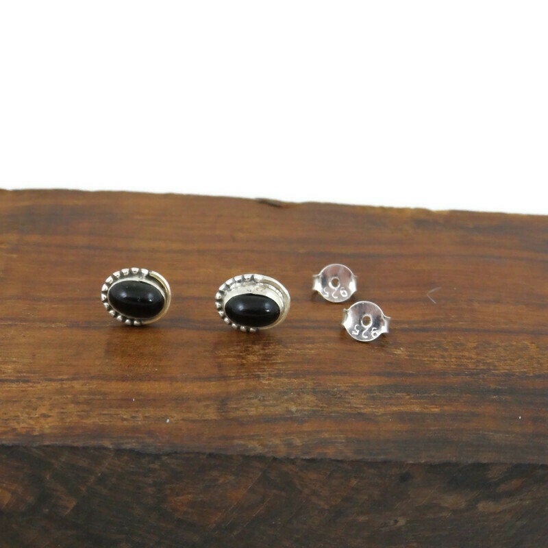 Onyx Oval Earrings in Sterling Silver