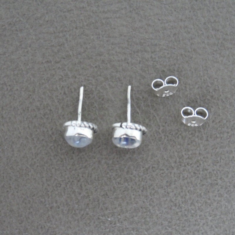 Moonstone Oval Earrings in Sterling Silver